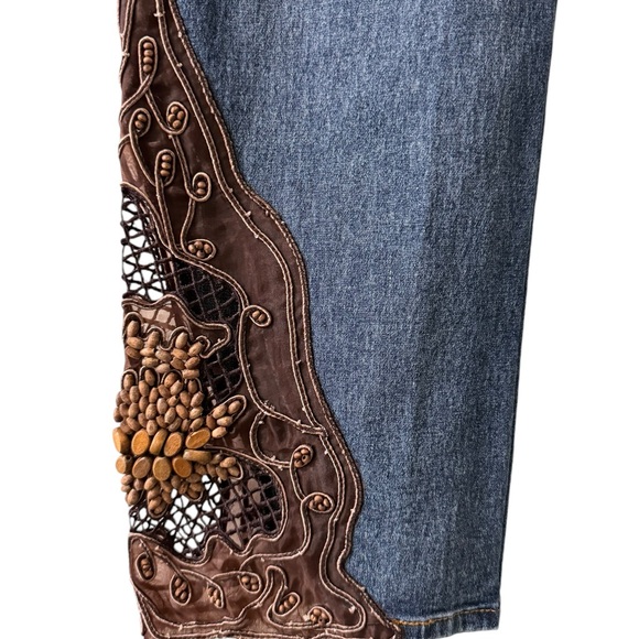 DG2 Diane Gilman Embellished Wood Beaded Net Jeans 6P - Picture 2 of 5